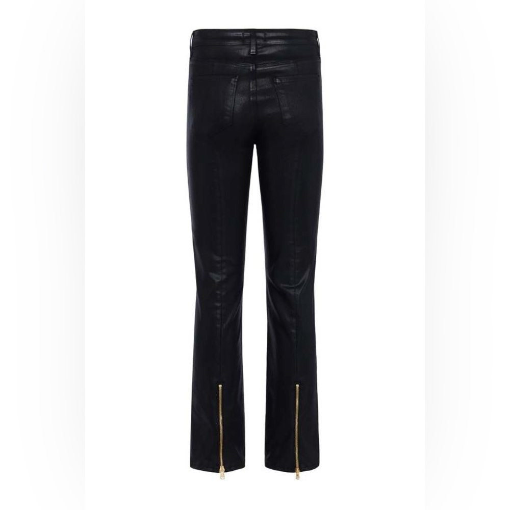 L'AGENCE Ginny High Rise Back Zip Pants in Noir Coated